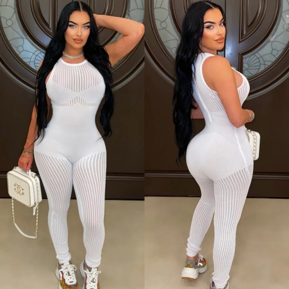 HERA COLLECTION White sleeveless knit Jumpsuit